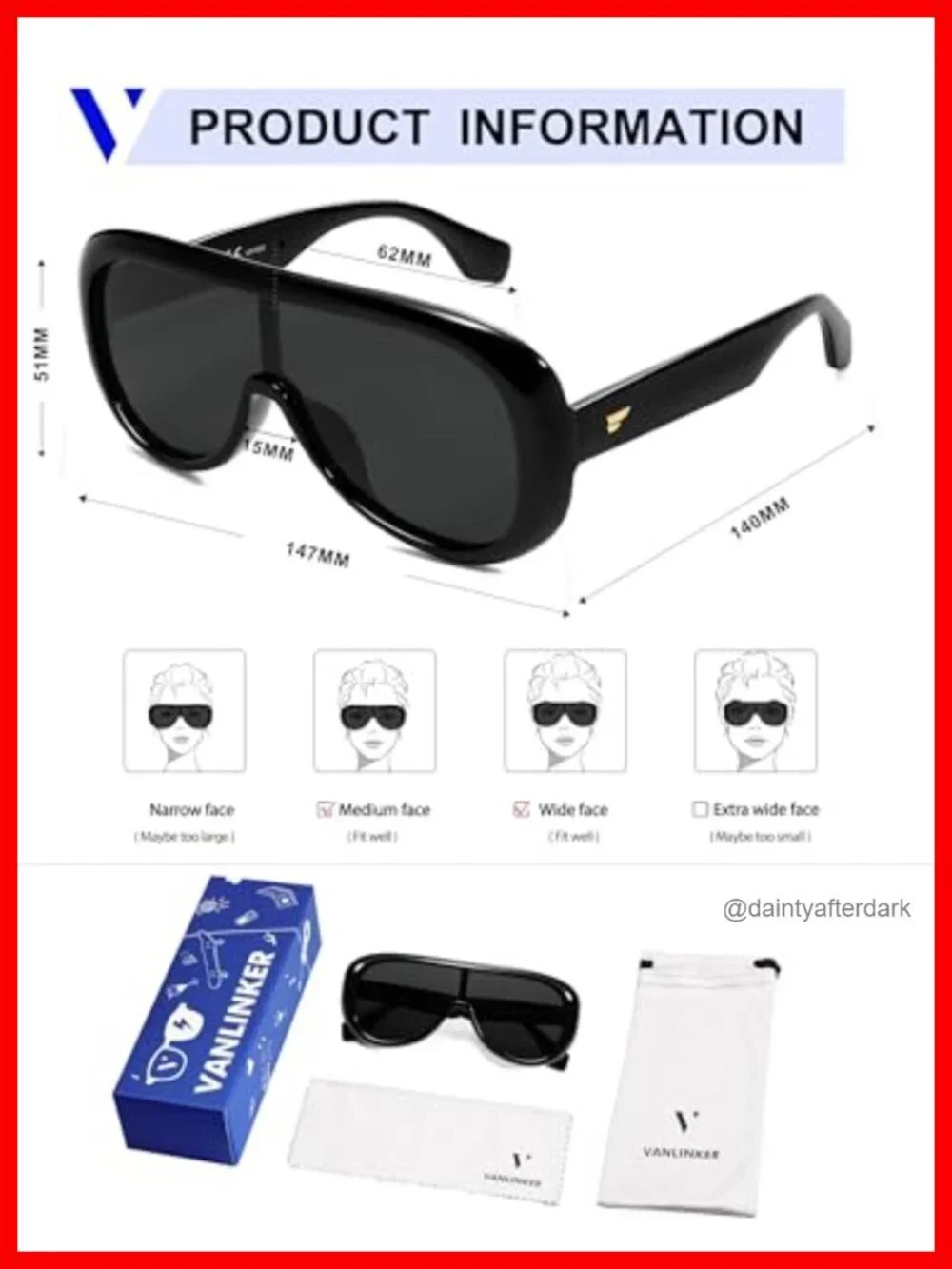 Oversized Aviator Square Sunglasses One-Piece Polarized Lens Retro Futuristic
